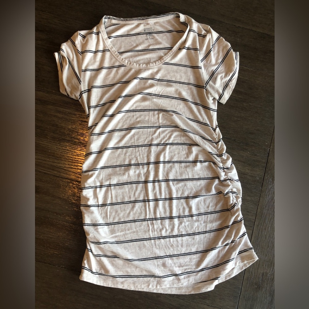 “Market & Spruce” Maternity Tunic ~ Cream with Black Detail ~ Slim Fit ~ Long